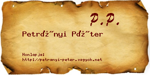Petrányi Péter névjegykártya