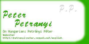 peter petranyi business card